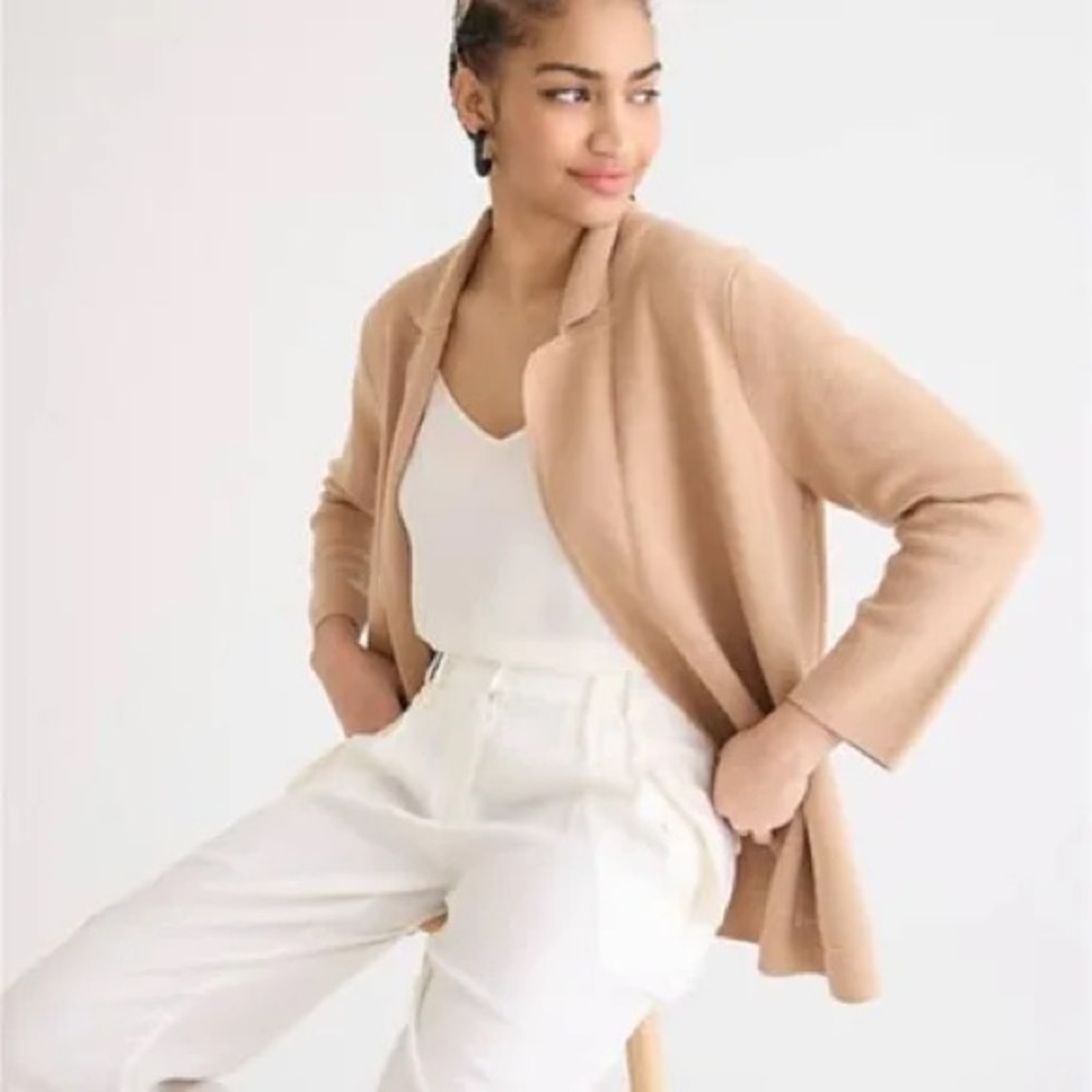 J. Crew Camel Knit Cardigan Eloise sweater-blazer Sz XS
